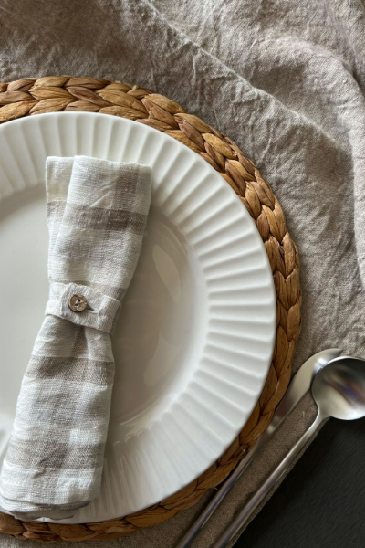 Linen Napkins - Dune Check - Set of 4